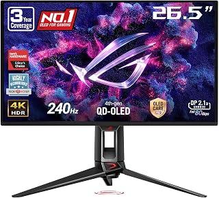 ASUS ROG Swift 27” 4K QD-OLED Gaming Monitor (PG27UCDM) - 240Hz, 0.03ms, Custom Heatsink, Neo Proximity Sensor, G-SYNC Compatible, 99% DCI-P3, True 10-bit color, DisplayPort 2.1a UHBR20, 3 yr warranty