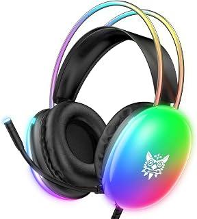 FH Onikuma X25 Gaming Headset with Microphone, RGB Gradient Dynamic Lighting, PC Wired Lightweight Gaming Headphones for PS4/PS5/Laptop/MAC, 3.5mm Audio Over Ear Headphone, Stereo Surround Sound - Amazon Egypt Deals