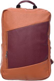 Accelerate Pebbled Rust Orange Leather Protective 15.6 inch Premium Dual Color Backpack with Front Vertical Pocket | Durable Design Laptop Bag compatible with MacBooks and Laptops