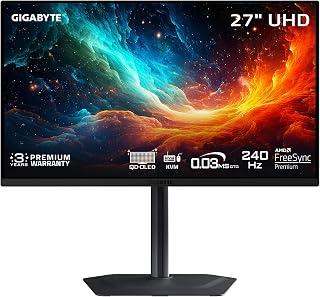 GIGABYTE - QD-OLED MO27U2-27 Gaming Monitor - UHD 3840x2160-240Hz - GTG 0.03ms - AMD FreeSync Premium Pro, G-Sync Compatible - Type C KVM - HDMI, DP, Type-C - Adjustable Height and Tilt