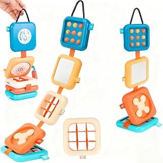 Toddler Travel Toys, Montessori Activity Cube &amp; Baby Busy Board,Sensory Activity Board with 18 Learning Toys Sensory Educational Learning Toy for Boys &amp; Girls on Plane, Busy Cube for Toddlers