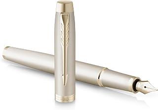 PARKER IM Monochrome Fountain Pen | Champagne Finish and Trims | Medium Point | Blue Ink | Gift Box, 1 count (Pack of 1)
