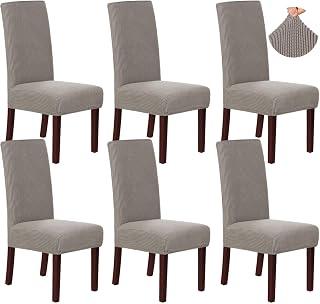 عرض حصري على Winsoyya 6 PCS Chair Covers for Dining Room, Stretch Jacquard High Back Chair Cover, Home Decor Removable Washable kitchen Chair Protector for Home, Hotel, Restaurant, Banquet (Taupe-A-6Pcs) - عروض أمازون السعودية