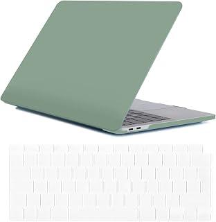 Se7enline Compatible with MacBook Pro 13 inch Case 2023 2022 2021 2020 Model M1/M2 A2338/A2251/A2289 Matte Finish Laptop Hard Shell Case with Keyboard Cover Skin(UK Layout),Midnight Green