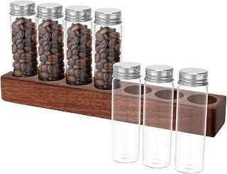 عرض حصري على Coffee Bean Storage Tubes With Walnut Wood Display Stand - Portable Glass Jars, Sealed Canisters for Tea and Spice (7 Holes) - عروض أمازون السعودية