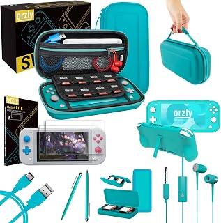 عرض حصري على Orzly Switch Lite Accessories Bundle - Case &amp; Screen Protector for Nintendo Switch Lite Console, USB Cable, Games Holder, Grip Case, Headphones, Thumb-Grip Pack &amp; More (Gift Pack - Turquoise Blue) - عروض أمازون السعودية