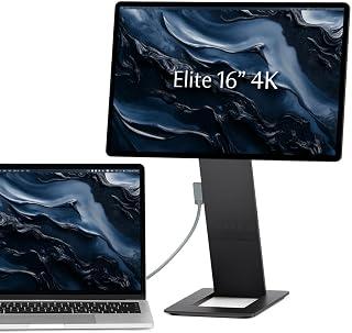 SOTSU FlipAction Elite 16" Portable Monitor, 4K UHD 3840x2400, Portable Display for Laptop, Extra Display, USB-C 65W &amp; Mini-HDMI, 100% DCI-P3, 450 nits, Aluminium