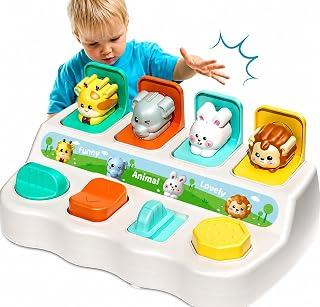 BOOM Pop Up Toys for 1-3 Year Old,Montessori Toys,Sensory Toys Cause and Effect لعبة منتسوري للاطفال Educational Baby Toys for 18+ Months,Toddler Activity Cube with Animal Pop-Up(white)