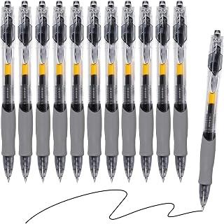 SKY-TOUCH 12 PCS Retractable Black Ink Pens, 0.5mm, Bullet Tip, Quick Drying Black Ink, Soft Rubber Grip, Smooth Writing, Perfect for Exams &amp; Signing