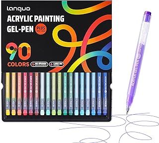 Exclusive Deal on languo Acrylic Gel Pens for Coloring, 90 Colors Set 3D Acrylic Paint Pens with 1.0mm Bullet Tip for Adult Coloring, Colored Gel Pens for Black Paper, Rock, Glass, Fabric, DIY and Art Crafts Supplies - Amazon KSA Deals