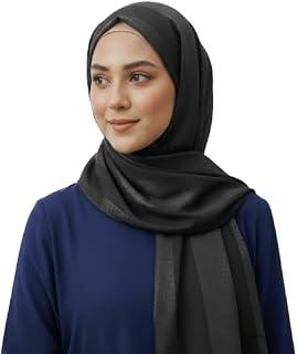 Luxury Crepe Satin Hijab – Soft Elegant Scarf with Subtle Satin Lines – 180x75 cm Evening & Occasion Wear Shawl – Smooth, Lightweight & Stylish Crêpe Texture