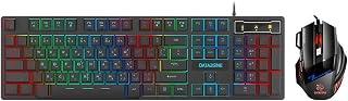 Datazone Gaming Keyboard/Mouse Combo, Waterproof Design, Wired USB Keyboards, for Desktop PC 12 Web Multimedia Shortcuts, RGB, AN-300, Black
