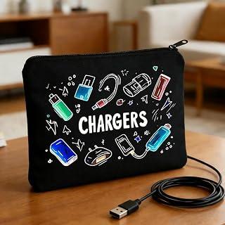 عرض حصري على Chargers Print Cosmetic Bag Single Layer Makeup Pouch for Tech Lovers Travel Toiletry Bag Electronic Accessories Organizer Pouches Black Waterproof Portable Pouch For Daily Use Birthday Gifts - عروض أمازون السعودية
