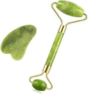 Jade Roller Scraping Board Set,Natural Jade Facial Tools,Jade Roller &amp; Gua Sha, Face Roller anti-aging, Beauty Care,for Face, Eyes, Neck, Body Muscle Relaxing - Amazon Egypt Deals