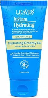Leaves Instant Hydrating Creamy Gel for Normal to Dry Skin, Fast Absorbing with Ceramides, Niacinamide, Hyaluronic Acid, 75ml