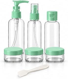 Travel Bottle Set - Refillable Toiletries Kit with Clear Zipper Bag | Portable Leakproof Spray & Pump Containers for Lotion, Cosmetics & Shampoo | TSA Approved Travel Size - Mint Green