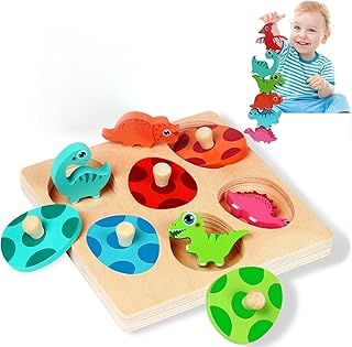 عرض حصري على Wooden Puzzles, Montessori Dinosaur Toys for Boy Girl Birthday BabyGifts,Match Eggs Peg Puzzles Preschool Learning Toys - عروض أمازون السعودية