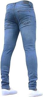 عرض حصري على Men's Trousers Pants Slim-Fit Jeans (Light Blue, XX-Large) - عروض أمازون السعودية