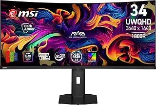 msi MAG 341CQP QD-OLED X28 34" UWQHD Tandem QD-OLED Monitor,3440x1440,1800R,RGB Stripe,DarkArmor Film,Uniform Luminance,280Hz,0.03ms,AI Care Sensor,AMD FreeSync Premium Pro,NVIDIA G-SYNC Compatible