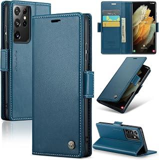 عرض حصري على Phone Case Compatible with Samsung Galaxy S21 Ultra Luxury PU Leather Flip Cover Card Slot Holder Cover Compatible with Samsung Galaxy S21 Ultra (Blue)) - عروض أمازون مصر