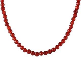 عرض حصري على 4mm Red Agate Beaded Necklace, Genuine Natural Stone Chinese Style Jewelry, Hand-Knotted Red Crystal Gemstone Pendant Necklace for Women - عروض أمازون السعودية
