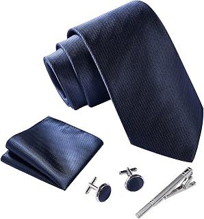 Massi Morino Tie and Pocketkerchief Set Men incl. Cufflinks, Tie Pin and Gift Box - Men's Tie Set for Wedding