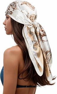 Neckerchiefsfor Women Like Silk Hair Scarf Printed Square Bandanas for Women 35 Inches