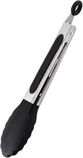 عرض حصري على Food-Tongs – 7 Inch Small Black Stainless Steel Cooking Tongs with Silicone Tips for Serving, Grilling, Salad, Ice, Oven Use – Kitchen Tool &amp; Kitchen Accessory for Home Kitchen - عروض أمازون السعودية