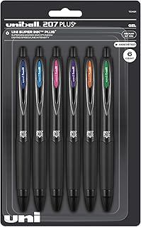 Exclusive Deal on Uni-ball 207 Plus+ Retractable Gel Pens, Medium Point, 0.7 mm, Black Barrel, Assorted Ink, Pack Of 6 Pens - Amazon KSA Deals