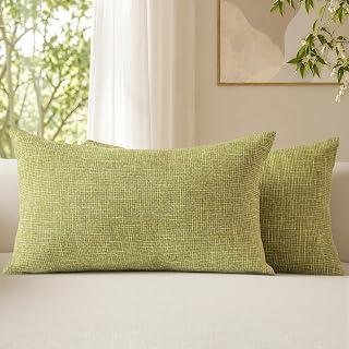 Exclusive Deal on a moment Set of 2 Olive Linen Decorative Throw Pillow Covers 30 x 50 CM Farmhouse Pillow Covers with Cross for Couch Sofa Bed Living Room Home Decor - Amazon KSA Deals