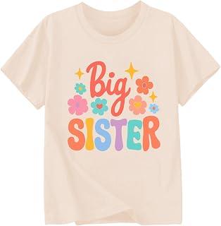 تي شيرت بطباعة "Big Sister" من غوينغم، تي شيرت قطني بأكمام قصيرة للفتيات الصغيرات، مناسب للإعلان عن قدوم المولود الجديد، من عمر سنتين إلى 10 سنوات.