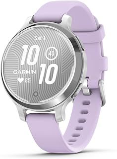 عرض حصري على Garmin Lily 2 Active, Small and Stylish Smartwatch, Built-in GPS, Hidden Display, Patterned Lens, Up to 9 Days Battery Life, Silver with Purple Jasmine Silicone Band - عروض أمازون السعودية