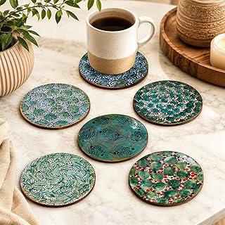 عرض حصري على 6Pcs Wooden Coasters for Drinks, Leaf Pattern Table Protectors, Heat Resistant Coffee Mat Cup Holders for Cottagecore Aesthetic Room Decor, Boho Bar Cart Dining Table Accessories - عروض أمازون السعودية