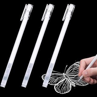 Exclusive Deal on Pack of 3 White Gel Pens, White Gel Pen with 0.5 mm Line Width, Waterproof Pen, White Pen for Black Paper, Gel Pens White for Highlights, Drawing, Highlighting and Writing - Amazon KSA Deals