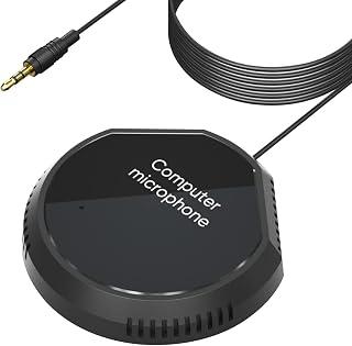Morelian Desktop Conference Microphone 360° Omnidirectional Condenser 3.5mm Plug &amp; Play PC Computer Mic compatible with WINDOWS for PC Laptop Video Conference Recording Chatting Gaming Online