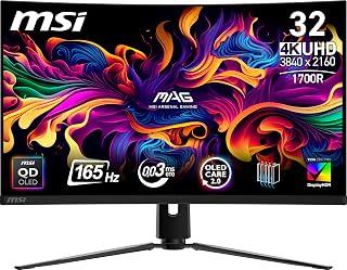 MSI MAG 321CUP QD-OLED 32-inch 3840 x 2160 (UHD) Computer Monitor, 165Hz, Adaptive-Synch, HDMI, DP Port, VESA Mountable, Tilt, Speaker, 0.03ms, Black