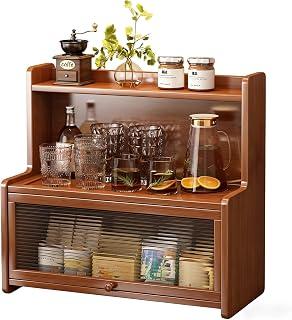عرض حصري على U HOOME Bamboo Desktop Organizer Shelf,Kitchen Spice Rack Storage Cabinet with Door,Coffee Station Organizers Mug Tea Cup Holder,Countertop Organizer for Home Office (Acrylic door) - عروض أمازون السعودية