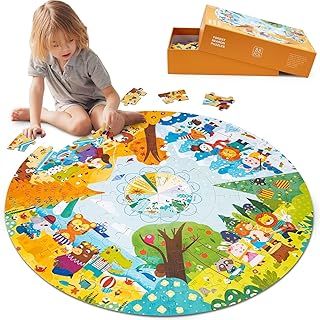 عرض حصري على U HOOME Floor Puzzles for Kids Ages 4-8, 88 Piece Seasons Forest Animals Jigsaw Puzzles for Girls, Preschool Toys Gifts for 3 4 5 6 7 8 Years Old Boys Girls - عروض أمازون السعودية