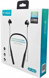 ST-A63 Wireless Neckband Earphones, Bluetooth Sports Headphones with HD Stereo Bass Sound, LED Battery Display, Magnetic Earbuds, Built-in Microphone, Flexible Neckband, Long Battery Life