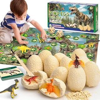 Dinosaur Eggs Dig Kit, Science STEM Toys, 12 Dino Excavation Egg Toys with Playmat, for Kids 5-7, Educational Boy Toy Party Gifts for Boys &amp; Girls Ages
