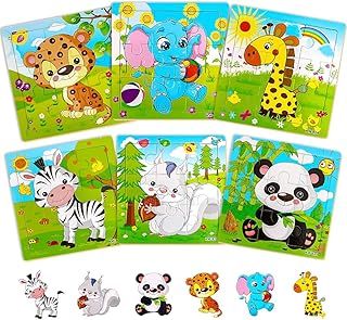عرض حصري على Wooden Puzzles for Kids Ages 4-6, 6 Packs 9 PCs Jigsaw Puzzles, Wooden Jigsaw Puzzles for Kids Ages 3-5, Puzzles for Toddlers, Kids Puzzle Toys with Animal Patterns Educational Toys for Boys and Girls - عروض أمازون السعودية