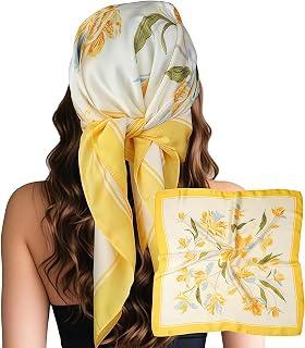 عرض حصري على Head Hair Scarf for Women Like Satin Silk Scarf Bandana Hair Wrapping Night Large Square Scarves 27.5" - عروض أمازون السعودية