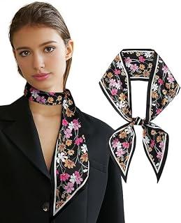 Long Silk Scarf,Silk Scarf for Women Neck,Satin Neck Scarf,Tie Bandana Headband Scarf Edge Wrap Purse Handbags
