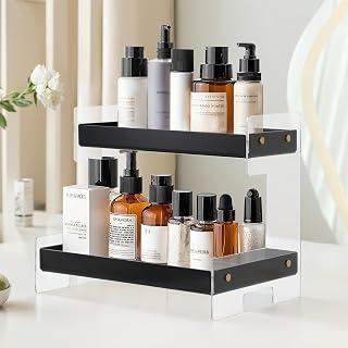Acrylic Makeup Organizer 2-Tier – Clear Vanity Organizer for Skincare, Perfume, Cosmetics &amp; Bathroom Counter Storage – Desktop Cosmetic Shelf for Beauty Products - Amazon Egypt Deals