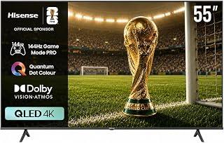 عرض حصري على Hisense 55 Inch QLED 4K VIDAA Smart TV, Dolby Vision IQ, 144Hz Game Mode Pro, Built-in Subwoofer, Voice Control, Black - 55Q7N - عروض أمازون مصر