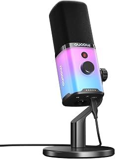 MAONO USB/XLR Dynamic Gaming Mic for Podcast with Software, PC Microphone with RGB Light, Mute Button, Gain &amp; Volume Control, Monitor, Desktop Stand for Streaming, Recording,YouTube-PD100X RGB