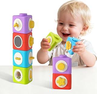Activity Cube, Montessori Stacking Toy for 1 Year Old, Busy Board Sensory Blocks, Educational Travel Play Set, Fine Motor Skill Development, for Toddlers Boy Girl Birthday Gift, 1 Pack