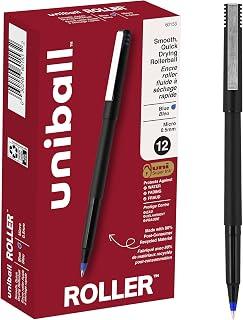 uni-ball uni Roller Ball Stick Pens, 0.5 mm Micro Tip, Blue, Pack of 12