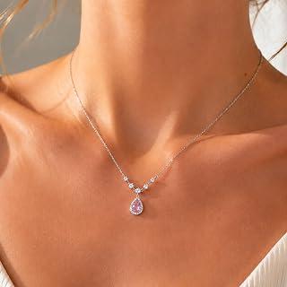 عرض حصري على Women's Blue Teardrop Cubic Zirconia Pendant Necklace, 925 Sterling Silver Sparkling Water Drop CZ Choker Necklace, Dainty Jewelry, Suitable for Party, Vacation, Daily Wear, Ideal Gift for Women - عروض أمازون السعودية