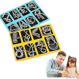 عرض حصري على Joyzzz Metal Wire Puzzles, 16 PCS Iq Test Mind Game Toys, Two Different Brain Teaser Metal Wire Puzzle, Metal Iq Puzzle Challenge for Adults, Boys, Girls, Teens - عروض أمازون السعودية